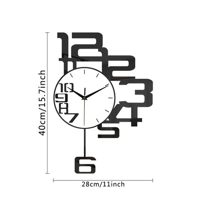 Horloge Murale Design Créatif en Métal Noir