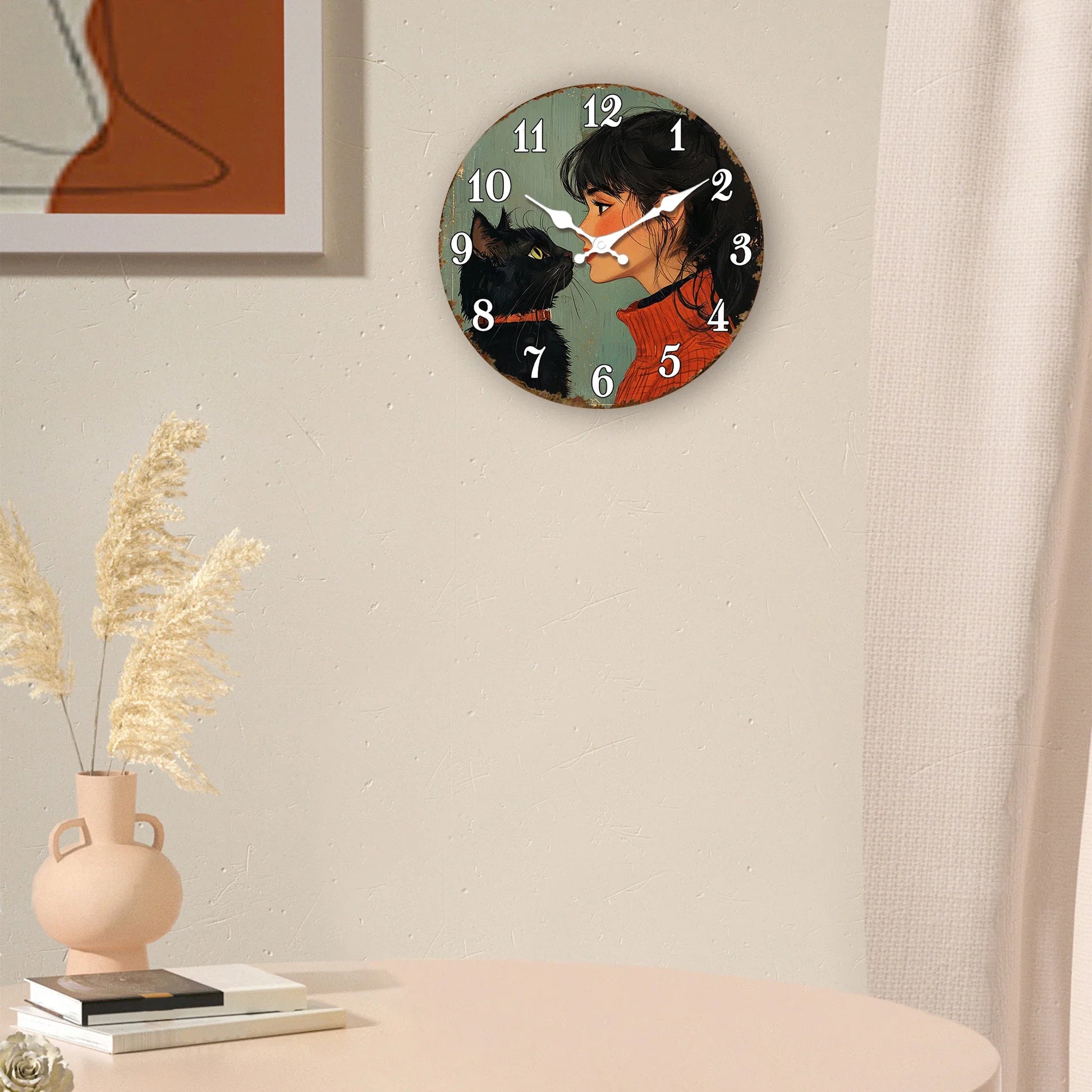 Horloge Chat Noir Art Vintage