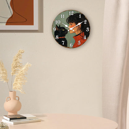 Horloge Chat Noir Art Vintage