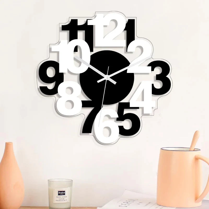 Horloge Murale Silencieuse Noire et Blanche