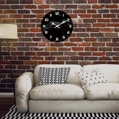 Horloge Murale Marbre Noir Style Épuré