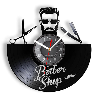 Horloge Vinyle Design Style Barber Shop