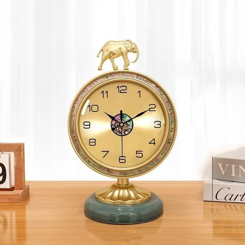 Horloge de Table Éléphant Doré Design Antique