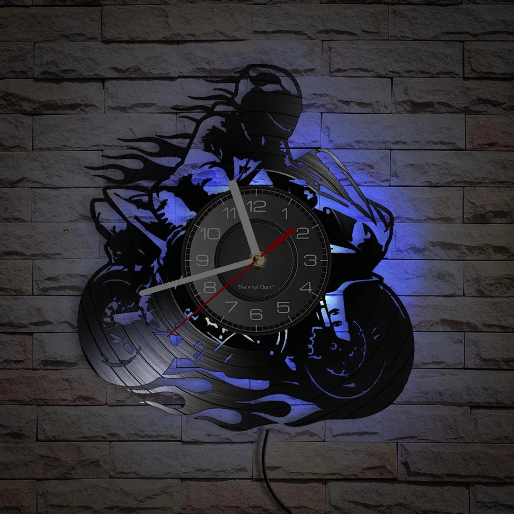 Horloge Vinyle Design Moto