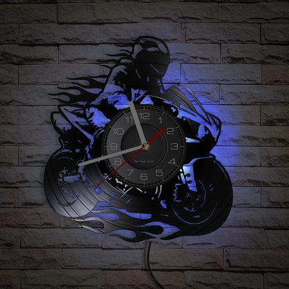 Horloge Vinyle Design Moto