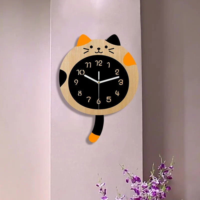 Horloge Murale Silencieuse Chat Content
