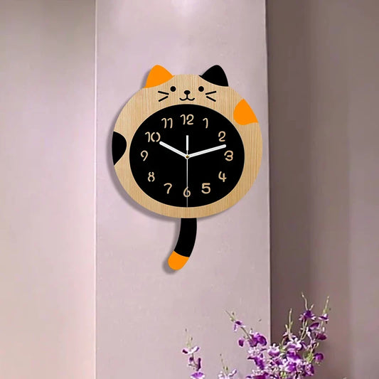 Horloge Murale Silencieuse Chat Content