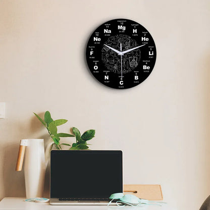 Horloge Murale Silencieuse Design Périodique Élémentaire