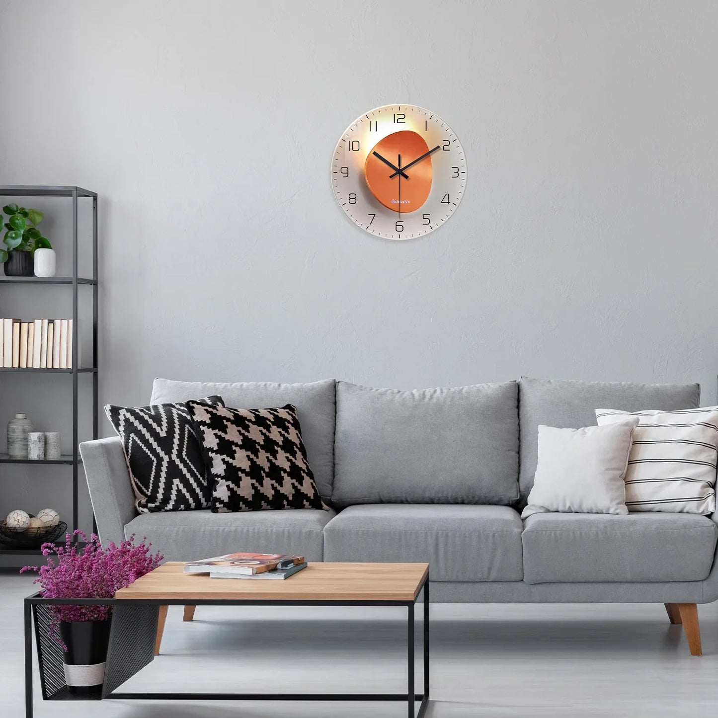 Horloge Murale Orangée Effet 3D