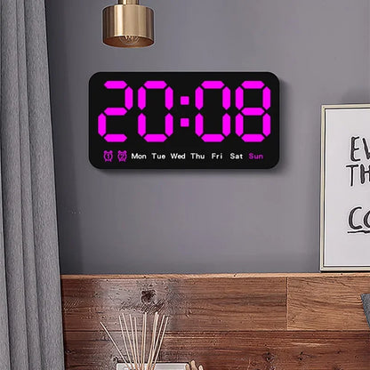 Horloge Murale Digitale LED Grande Taille avec Double Alarme