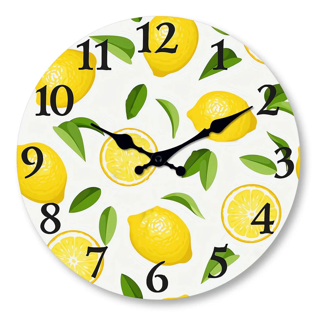 Horloge Murale de Cuisine Citrons Jaunes