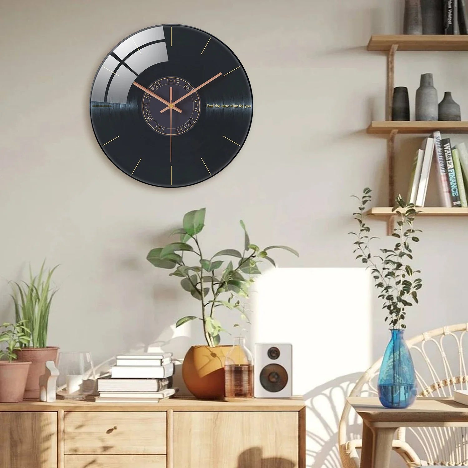 Horloge Murale Originale Vinyle Noir