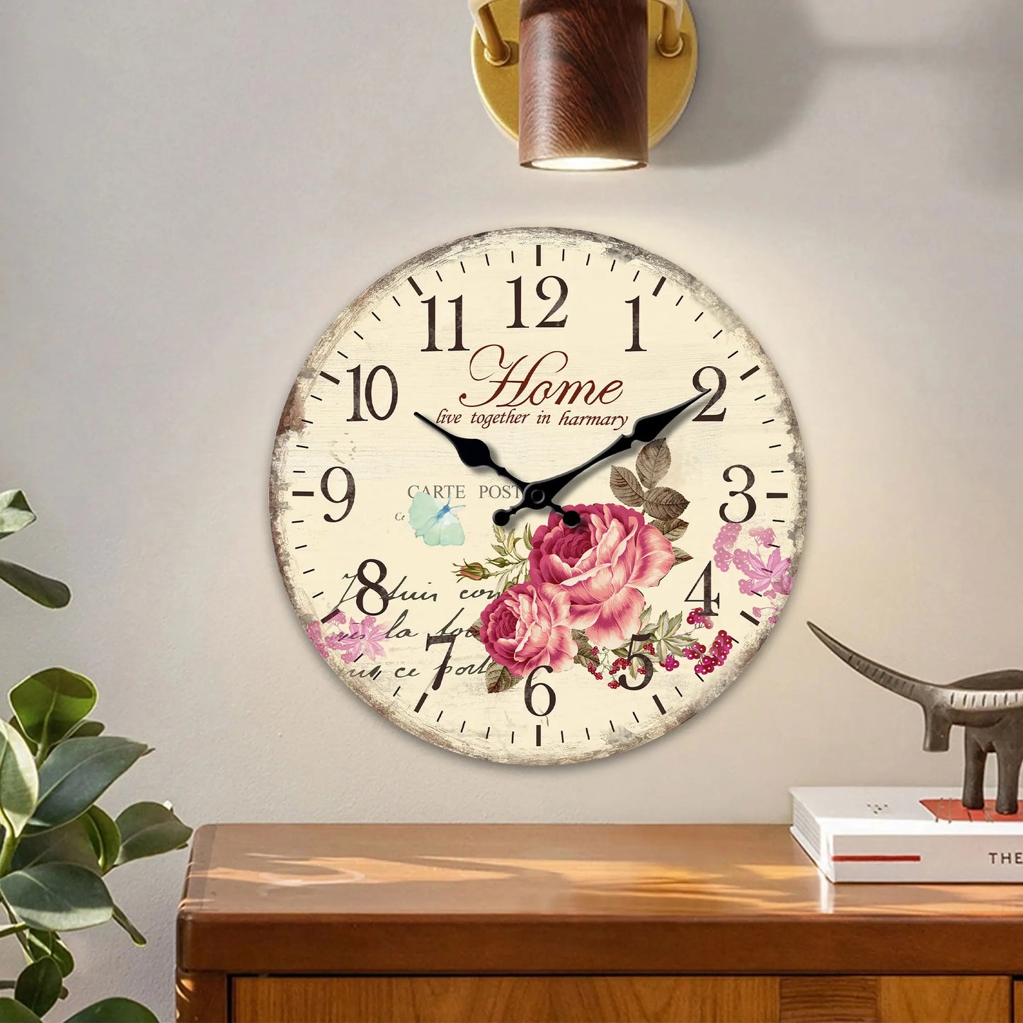Horloge Murale Design Fleurs et Papillons