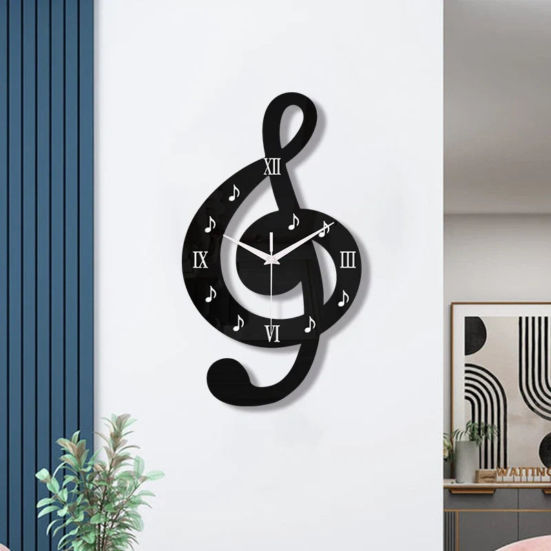 Horloge Murale Note de Musique Noire