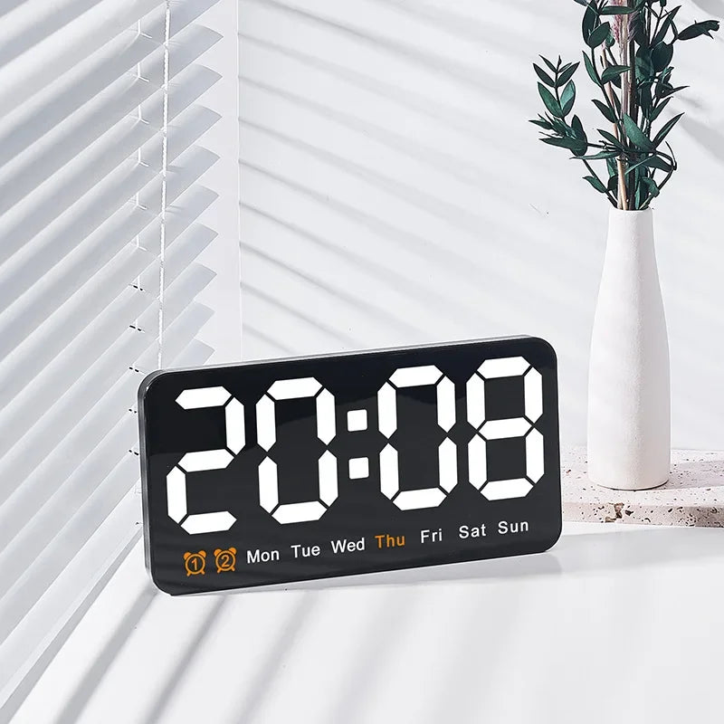Horloge Murale Digitale LED Grande Taille avec Double Alarme