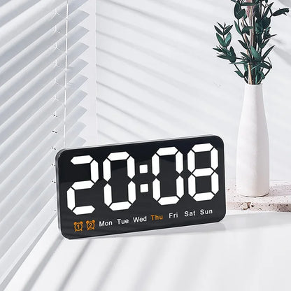 Horloge Murale Digitale LED Grande Taille avec Double Alarme