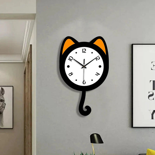 Horloge Chat Oreille Orange