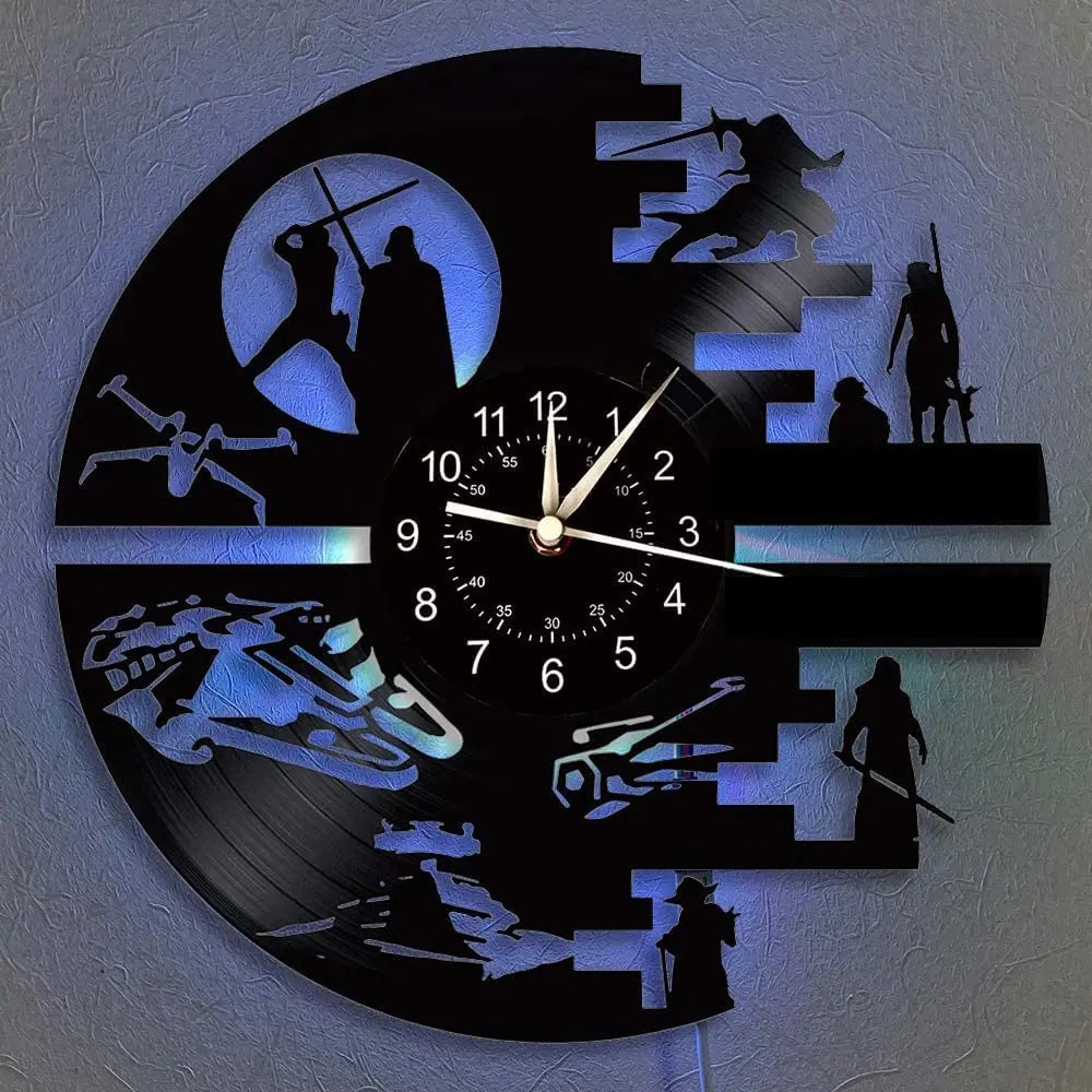 Horloge Murale LED Design Science-Fiction Vinyle 7 Couleurs