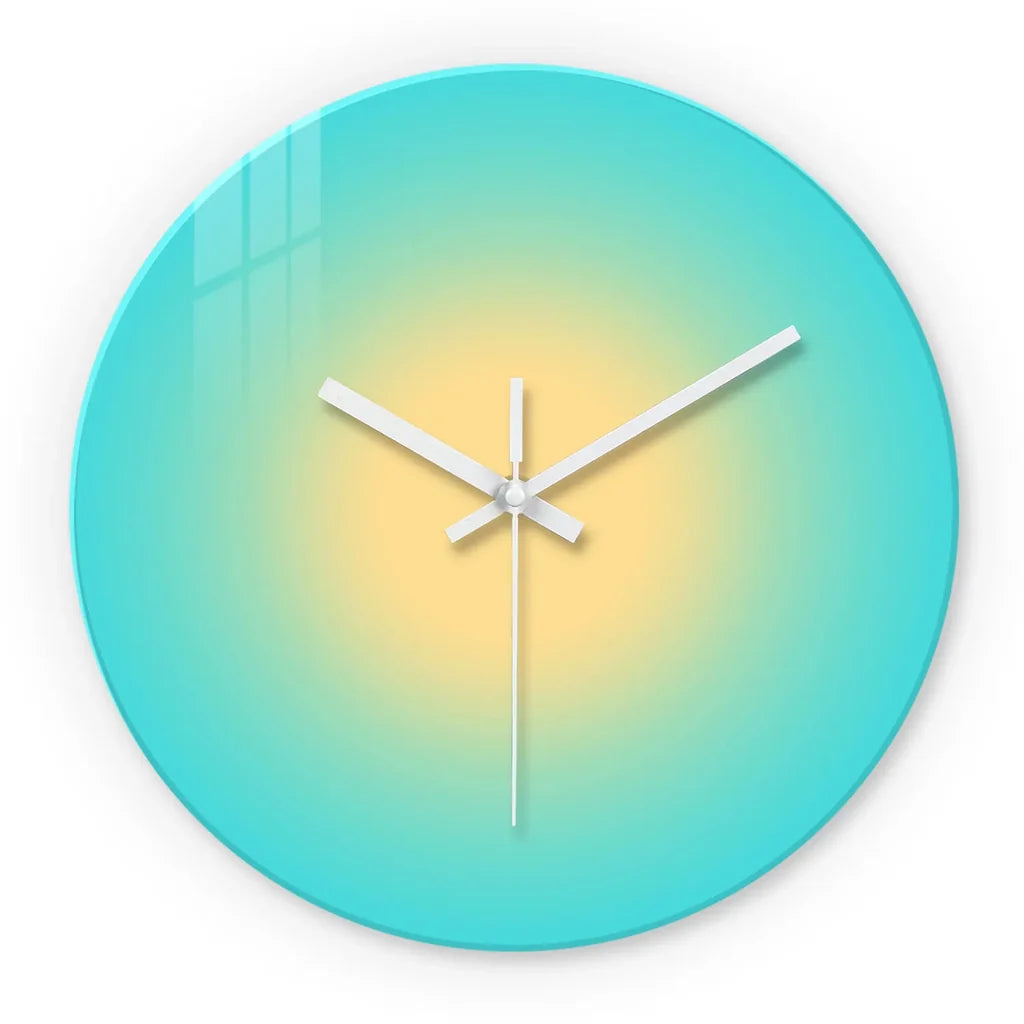 Horloge Murale Design Dégradé Coloré Bleu Jaune