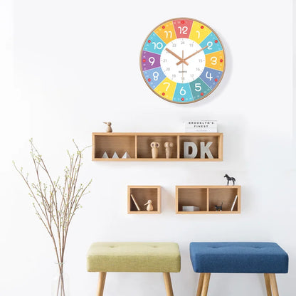 Horloge Murale Silencieuse Éducation Enfant Non Ticking