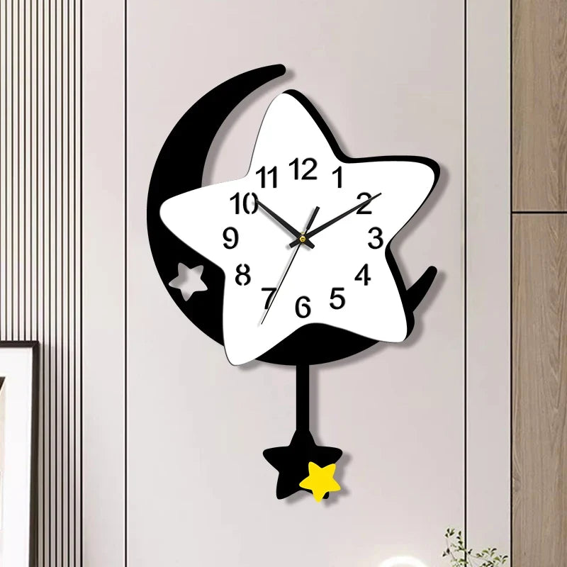 Horloge Murale Enfant Motif Lune et Étoile