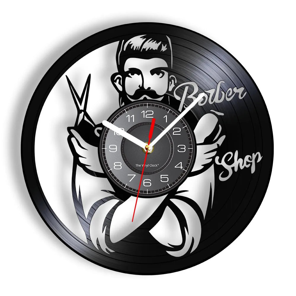 Horloge Vinyle Design Style Barber Shop