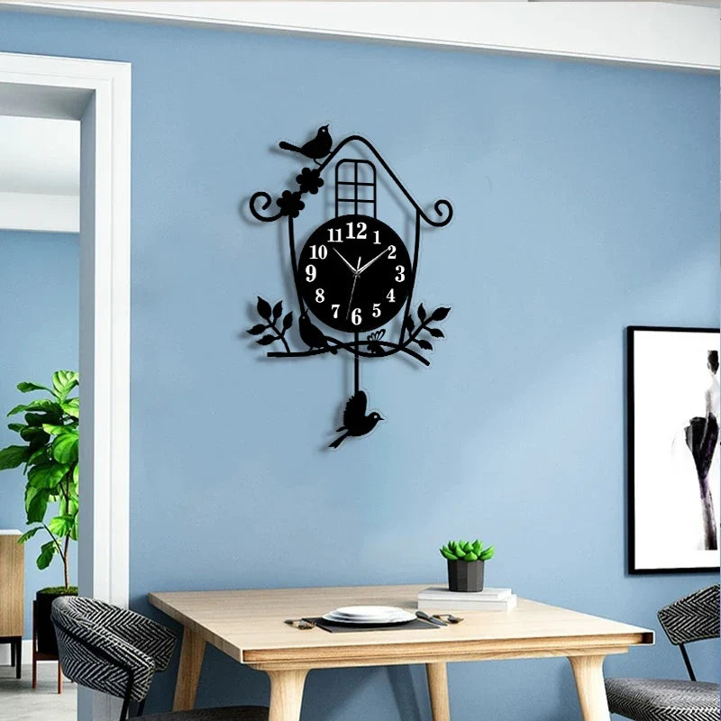 Horloge Oiseaux Pendulaire Silencieuse