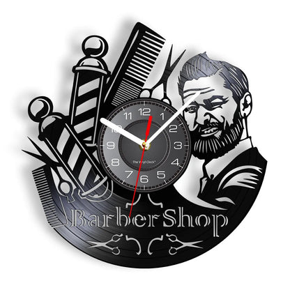 Horloge Vinyle Design Style Barber Shop