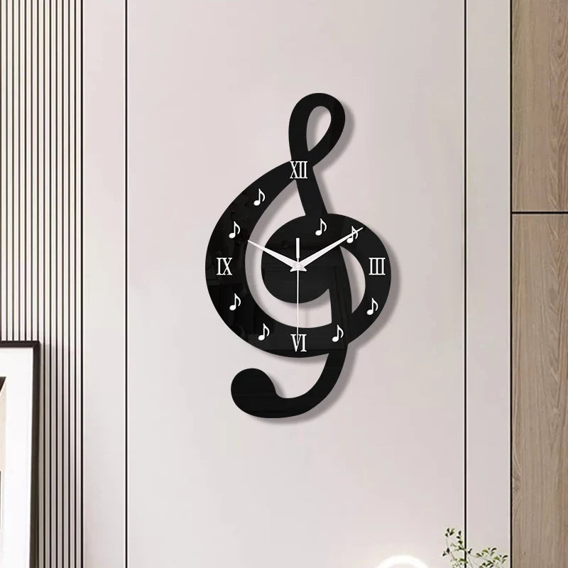 Horloge Murale Note de Musique Noire