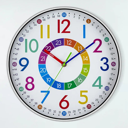 Horloge Murale Silencieuse Horloge Colorée pour Enfants