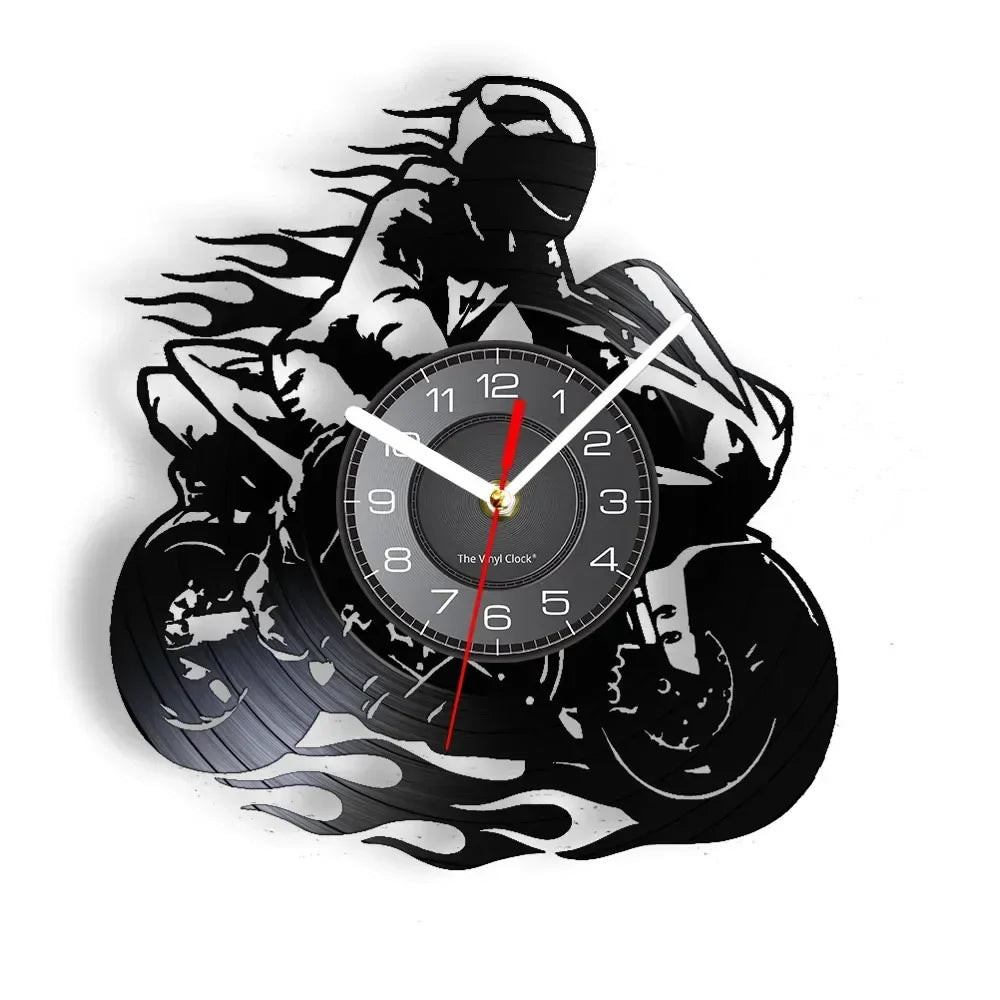 Horloge Vinyle Design Moto