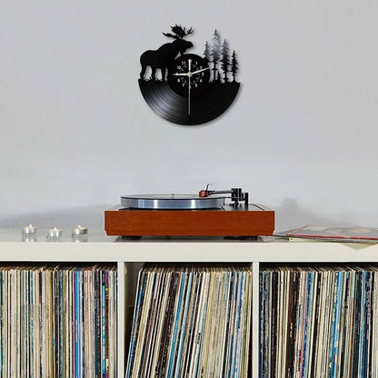 Horloge Vinyle Noir Renne