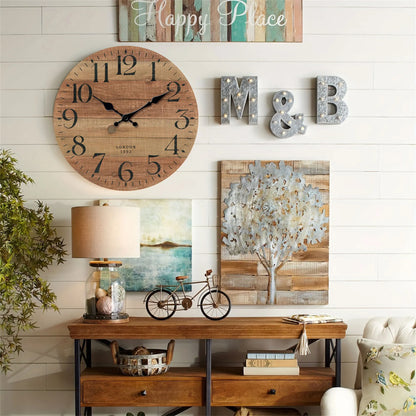 Horloge Murale Style Bois Recyclé