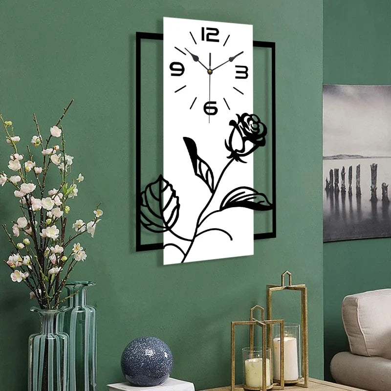 Horloge Murale Design Art Moderne Motif Rose