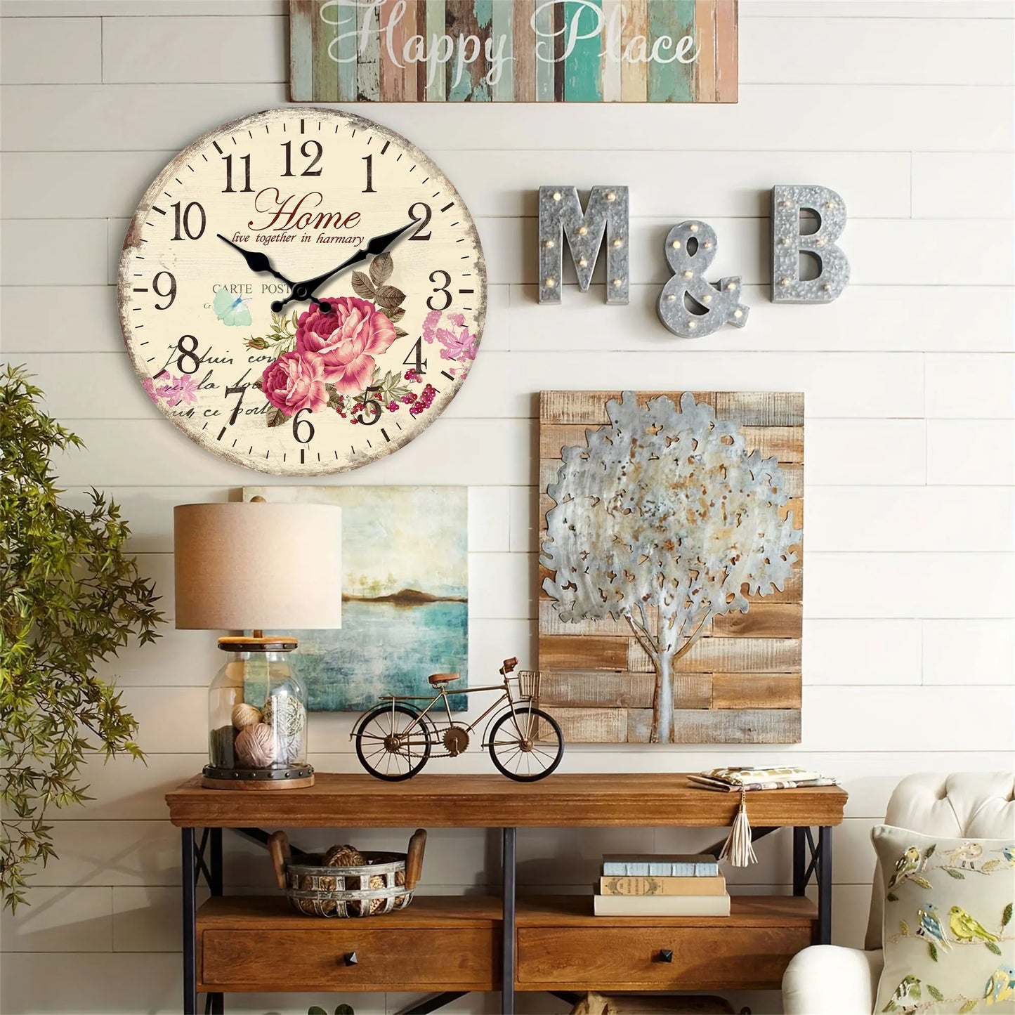 Horloge Murale Design Fleurs et Papillons