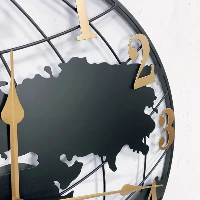 Grande Horloge Murale Carte du Monde Métal 60cm
