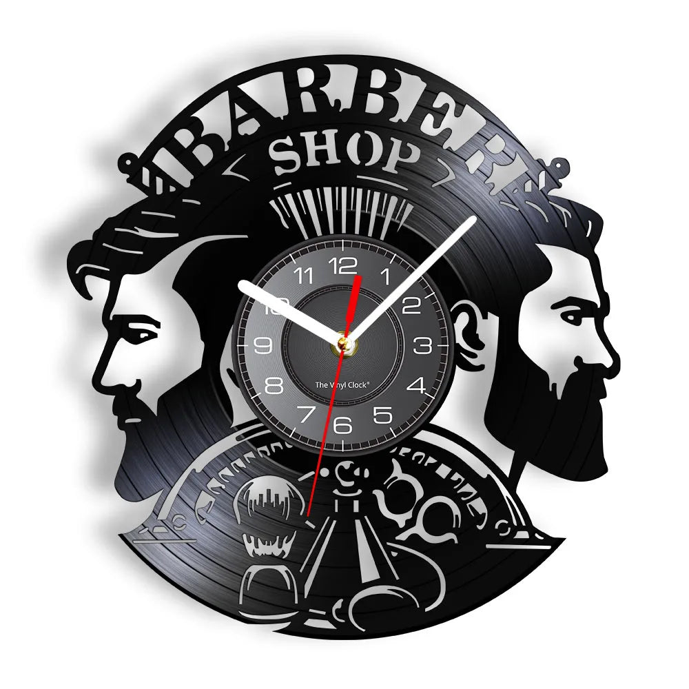 Horloge Vinyle Design Style Barber Shop