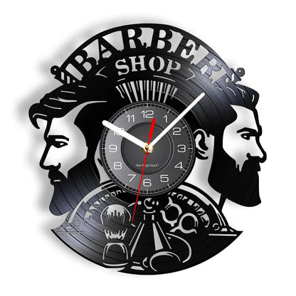 Horloge Vinyle Design Style Barber Shop