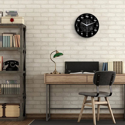 Horloge Murale Silencieuse Design Périodique Élémentaire