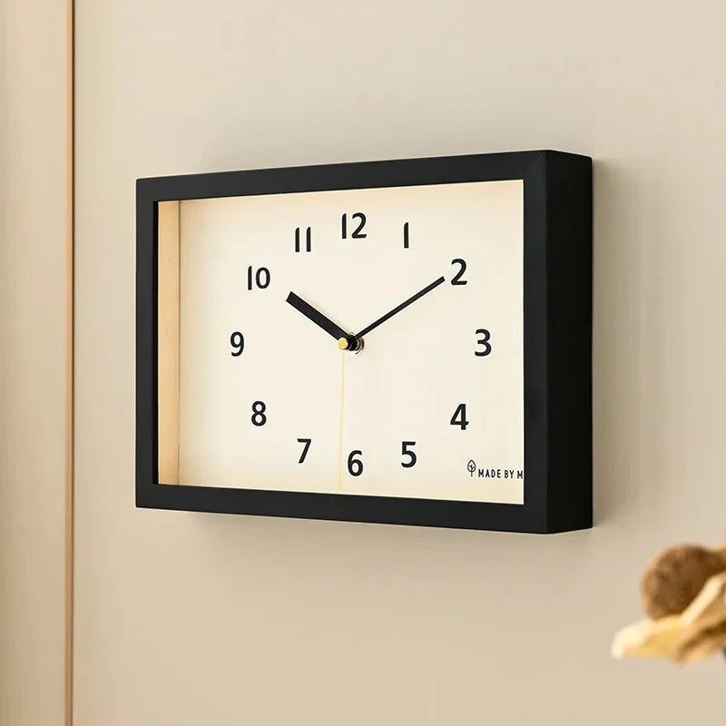Horloge Murale Bois Rectangulaire Style Japonais