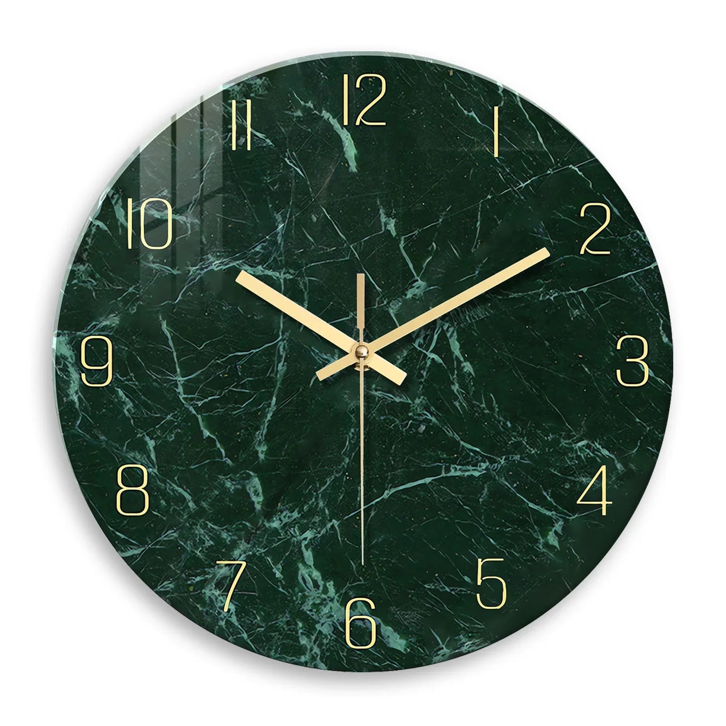 Horloge Murale en Verre Effet Marbre Emeraude Foncé