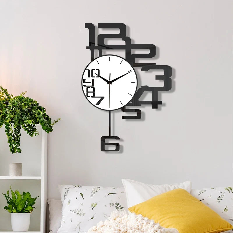 Horloge Murale Design Créatif en Métal Noir