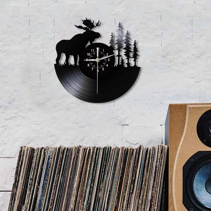 Horloge Vinyle Noir Renne