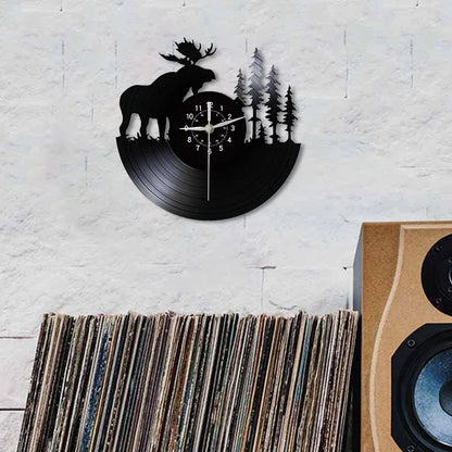 Horloge Vinyle Noir Renne