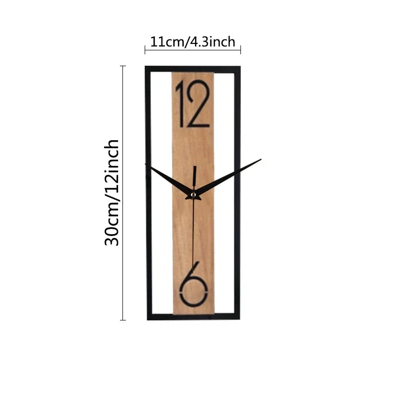 Horloge Murale Silencieuse Rectangle Grain de Bois