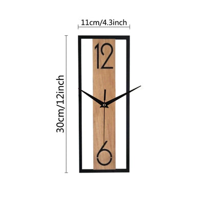Horloge Murale Silencieuse Rectangle Grain de Bois