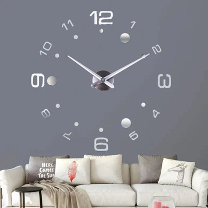 Horloge Murale Silencieuse Acrylique Effet Miroir Art Design