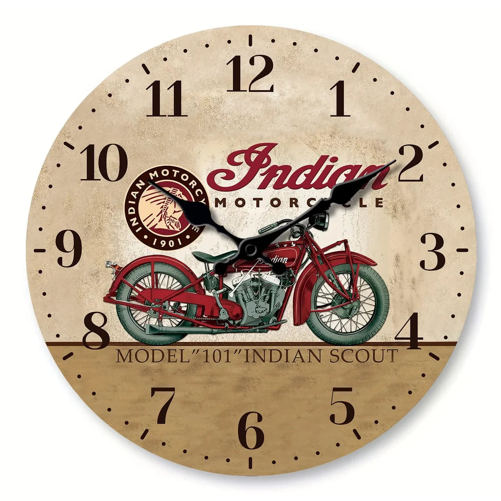 Horloge Murale Vintage – Moto Indienne
