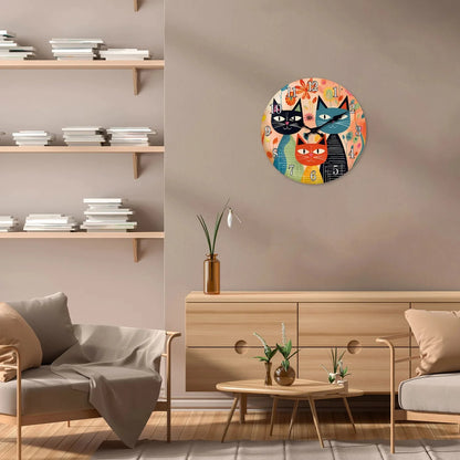 Horloge Chat Famille de Chats Vintage en Bois