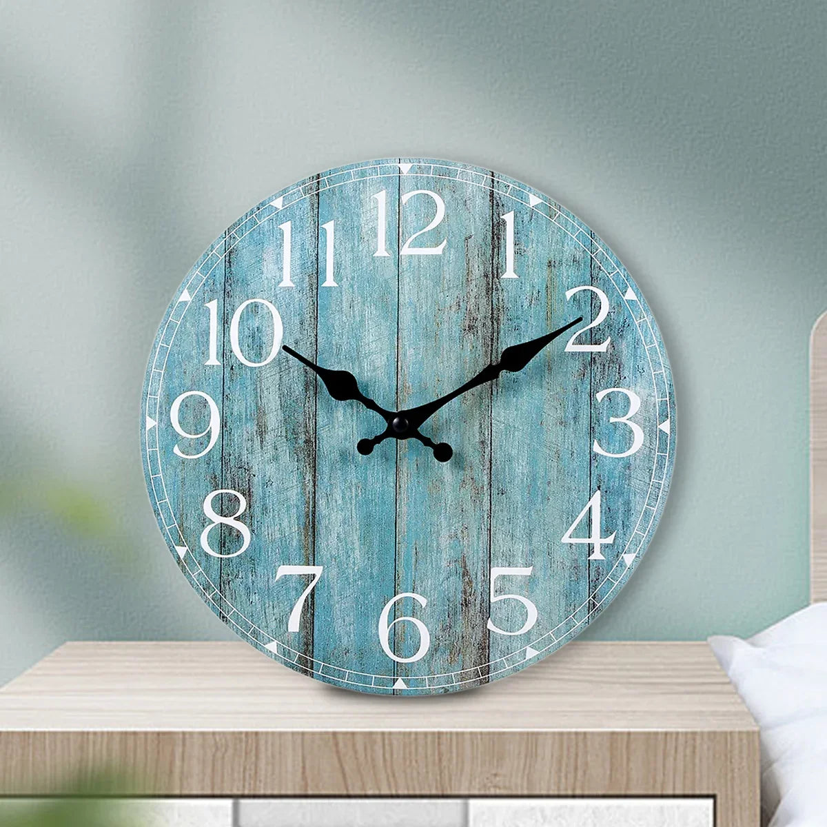 Horloge Murale Silencieuse Bois Ronde 25cm Style Rétro
